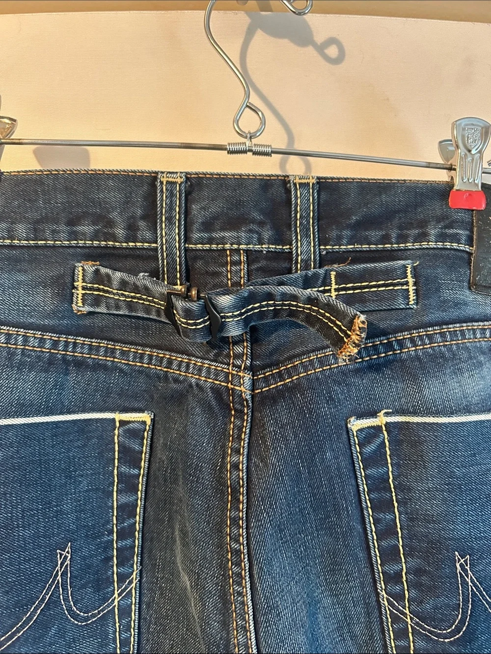 LTB Jeans Men's Dark Blue Distressed Jeans with selvedge. 32x32 low rise slim